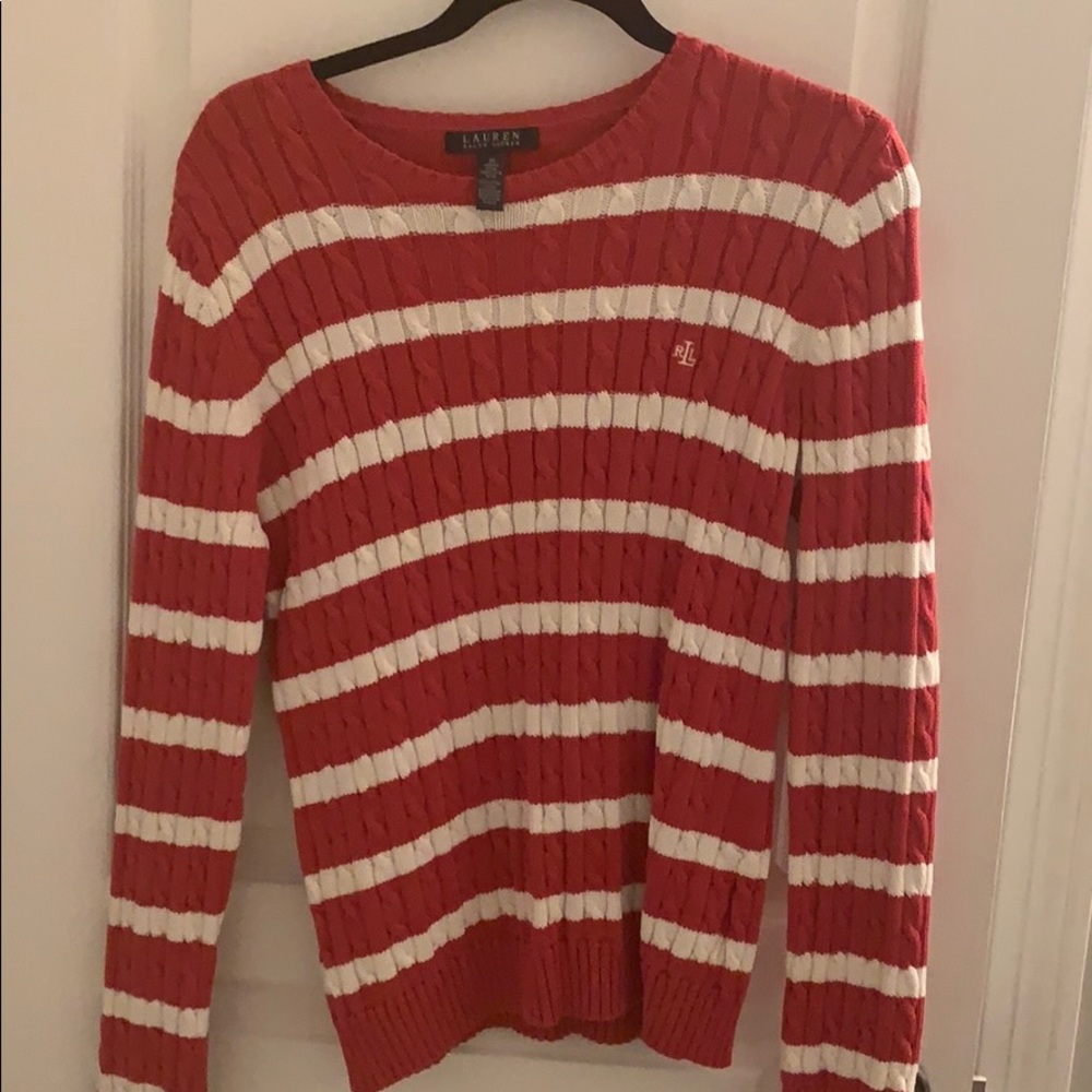 Ralph Lauren Stripe Cable Knit Sweater (M)